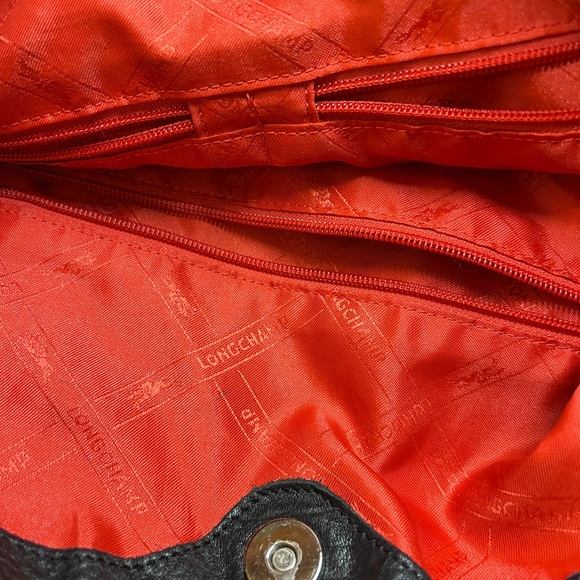 Longchamp 🇫🇷Black Textured durable Soft Leather Hobo Bag, only 23oz very light - Picture 5 of 8